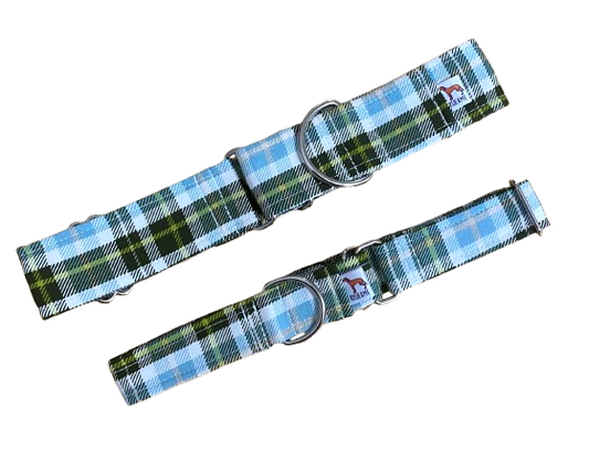 Martingale Collar | Blue Green Plaid