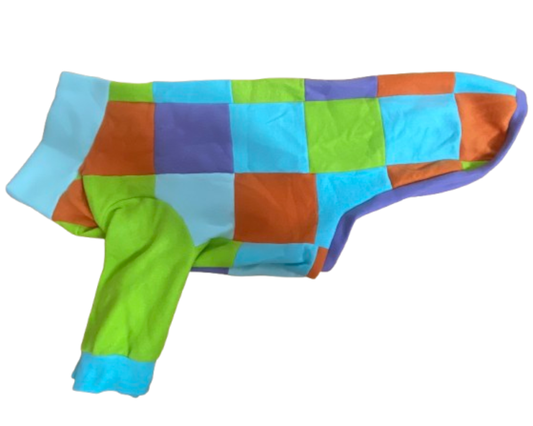 Fleece Greyhound Sweater | Colorful Patchwork