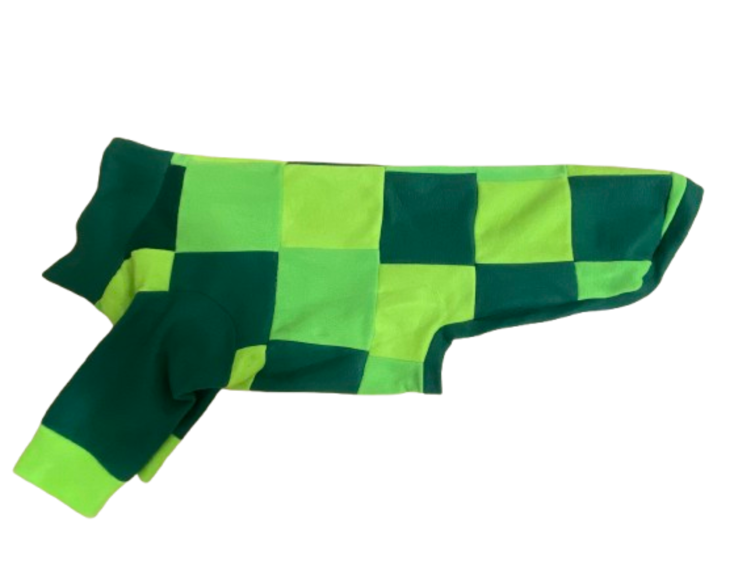 Fleece Greyhound Sweater | Green Patchwork