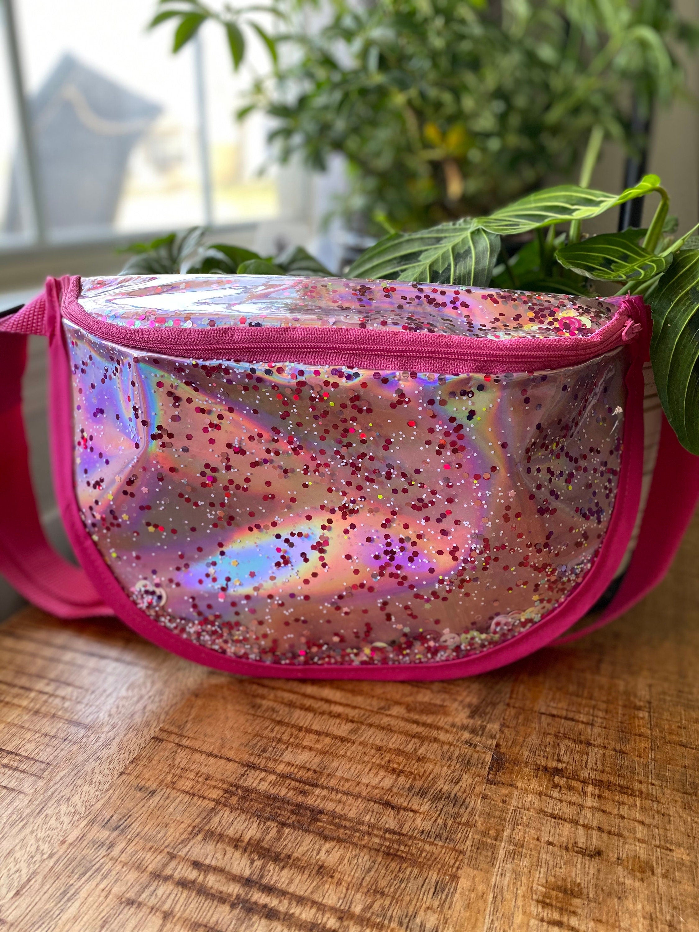 Pink sparkly fanny pack hotsell