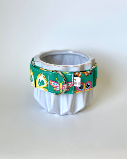 Martingale Collar | Green with Bright Butterflies