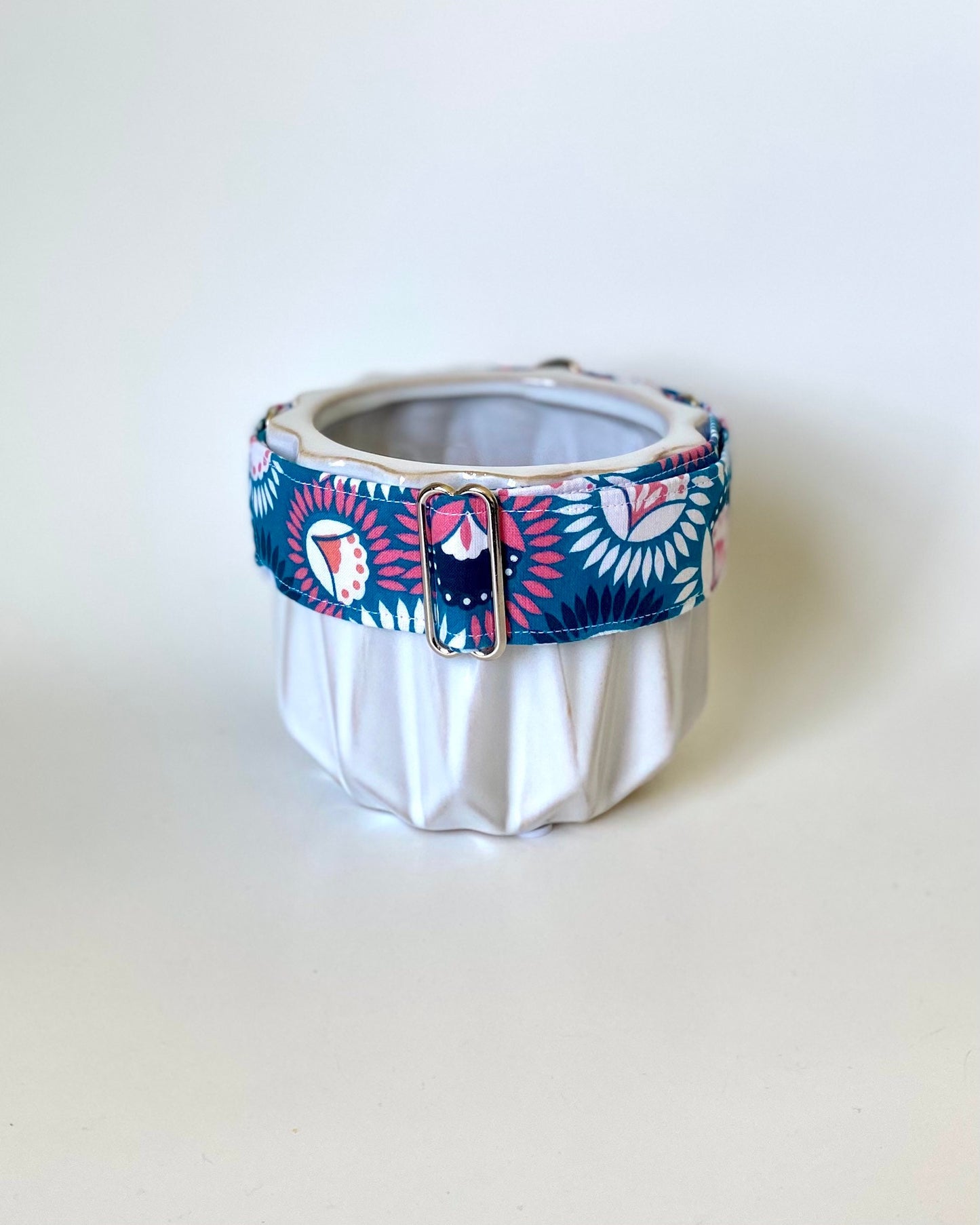 Martingale Collar | Blue and Pink Floral Geometric Print