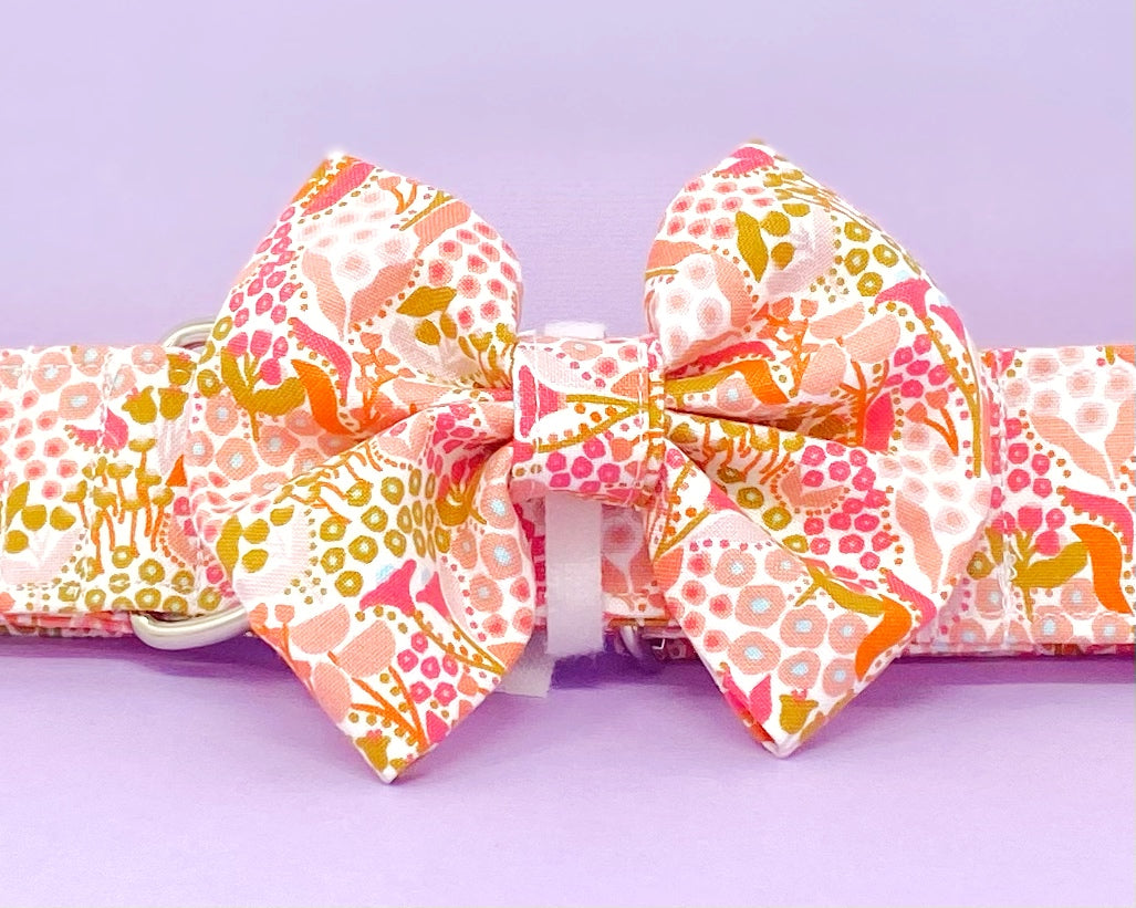 Collar Bow | Bright Pink Floral
